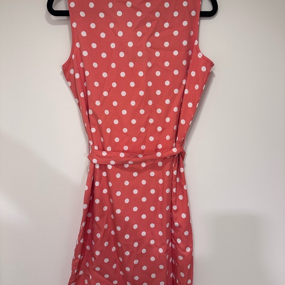 NWT Tommy Hilfiger Sleeveless Shirtdress Coral and White Polka Dot Size Small. - Picture 2 of 6